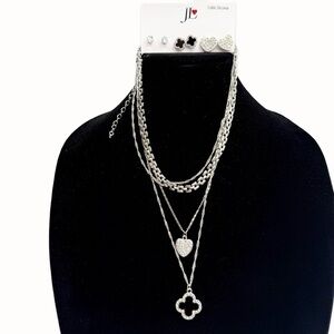 🚨3 for $15🚨 Silver Tone Multi-strand Necklace and Earring Set